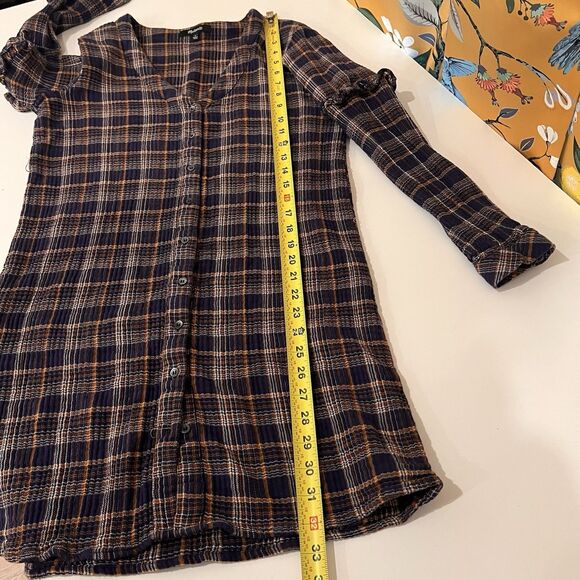 Madewell Plaid Ruffle Sleeve Button Down Shirtdress Size Small Preppy Cottage - Picture 9 of 9